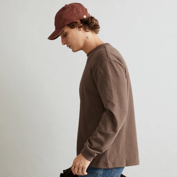 Madewell Brushed Long-Sleeve Boxy Tee in Roasted Chicory Heavyweight Cotton - Picture 3 of 13
